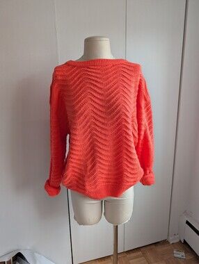 Women's Orange Wave Knit Sweater